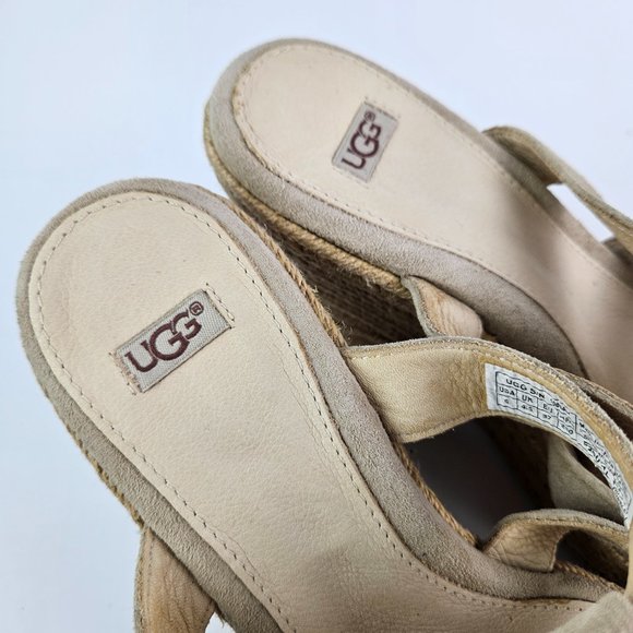 UGG Tawnie Beige/Cream Suede Espadrille Wedge Sandal 6 1000404 - Picture 13 of 13